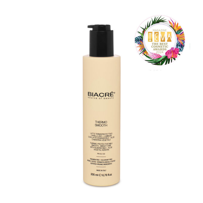 BIACRÈ KARSTUMA AIZSARDZĪBAS PIENIŅŠ Nogludinošs karstuma aizsardzības pieniņš, kas baro un mitrina, vienlaikus novēršot liekās matu sprogas. Aizsargā matus no termiskās apstrādes (žāvēšana ar fēnu, taisnošana).