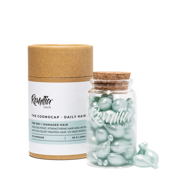 Remilia cosmocap matu serums Šis ar keratīnu bagātinātais serums piešķir jūsu matiem izcilu spīdumu, maigumu un vitalitāti – tieši tādu, kādu jūsu mati ir pelnījuši! Turklāt tas satur UV aizsardzību, lai pasargātu matus no saules stariem.