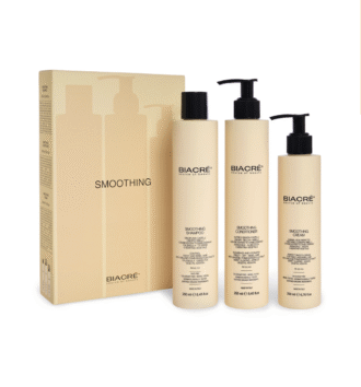 Набор средств для ухода BIACRÈ SMOOTHING специально разработан для укрощения вьющихся, пушащихся и непослушных волос, делая их гладкими, мягкими и естественно блестящими.